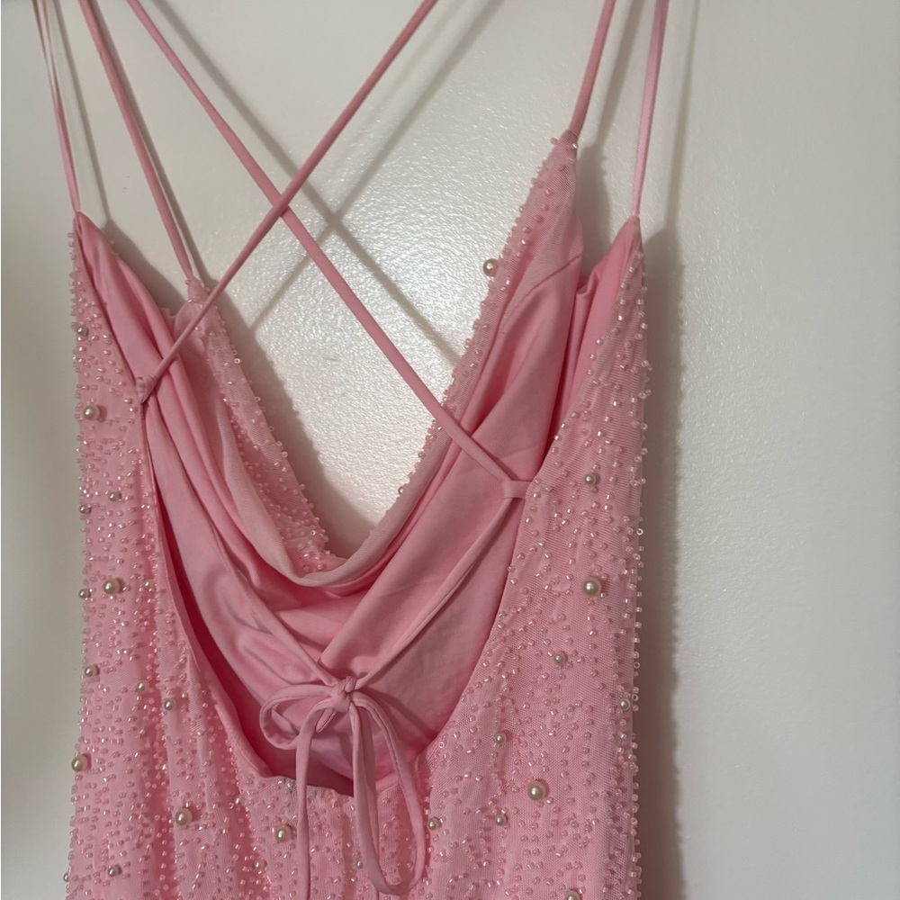 (WINDSOR) prom Pink Beaded & Pearl Mini Dress - Picture 6 of 7
